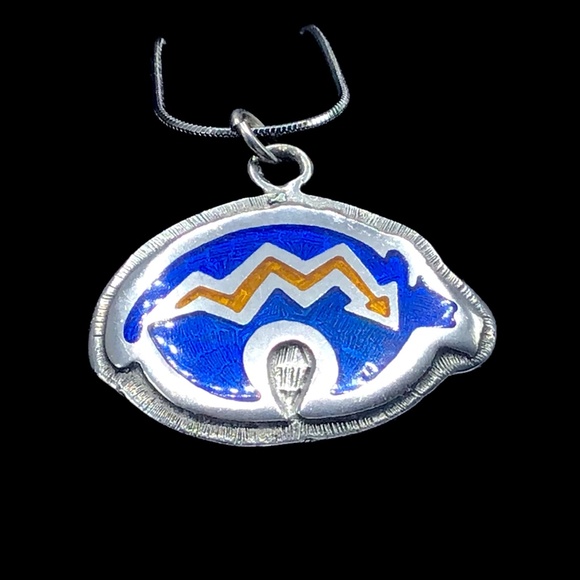 🌺Vintage Native American Sterling & Enamel Necklace - Picture 15 of 16